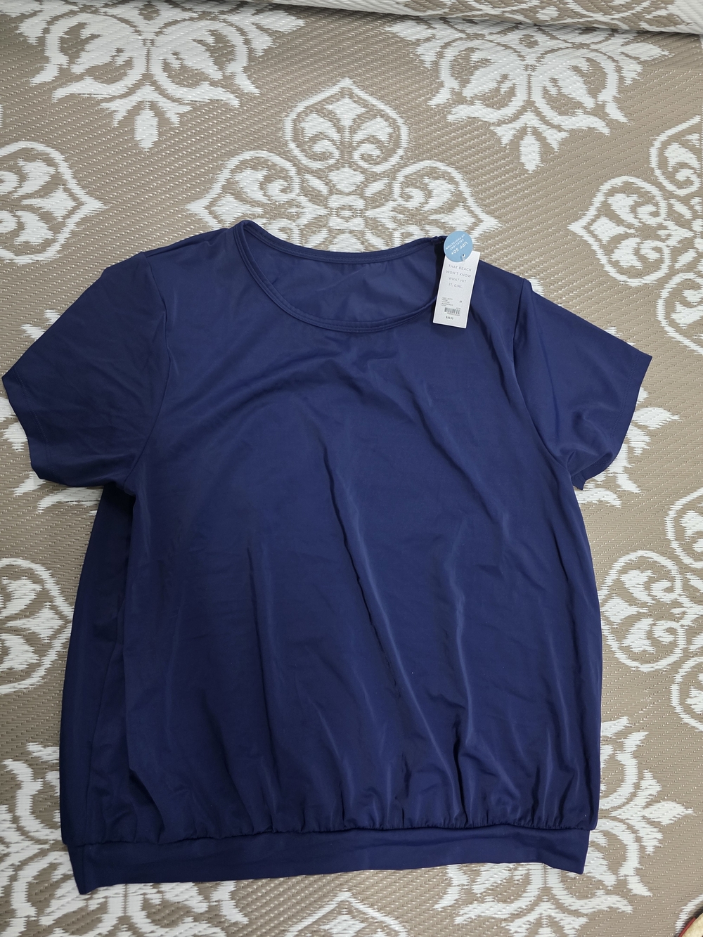 Women's Short Sleeve Blouson Tee in Navy